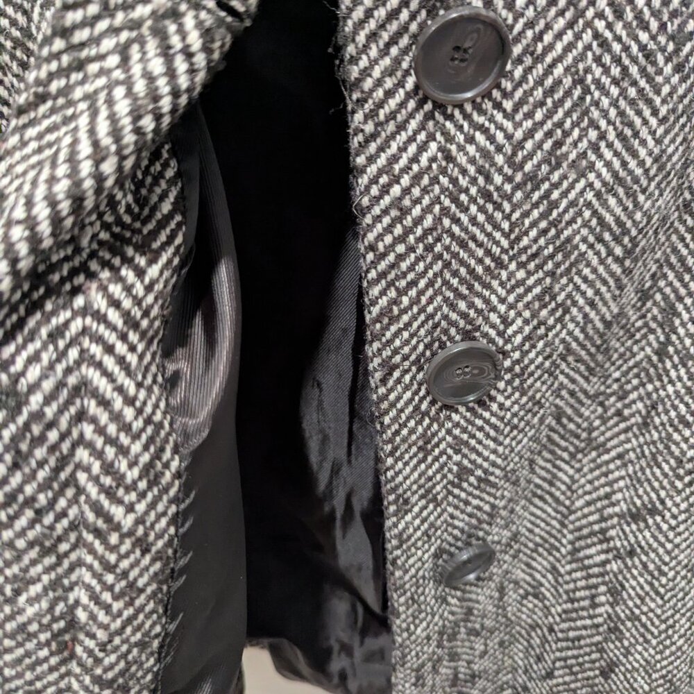 Zara Basic Herringbone Wool-Blend Belted Coat Gra… - image 4